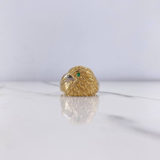 Anillo Aguila 6.65gr / T12 / Circon Verde Dos Oros Amarillo Blanco $