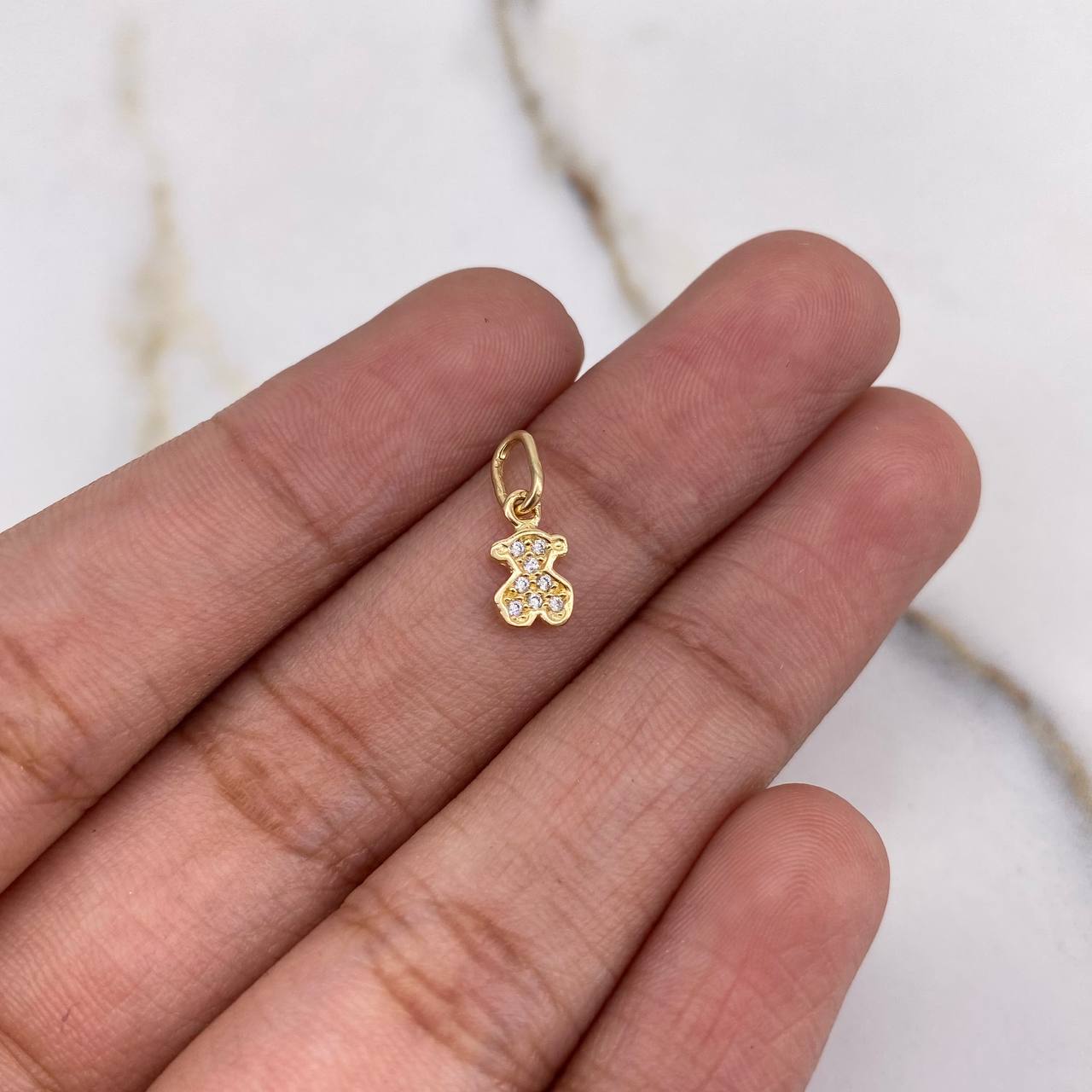 Dije Oso Ts 0.4gr / 1.1cm / Circones Blancos Oro Amarillo $