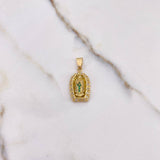 Dije Virgen Guadalupe 4gr / 2.5cm / Circones Verdes Blancos Oro Amarillo $