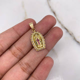 Dije Virgen Guadalupe 3.3gr / 2.5cm / Circones Azules Fucsias Blancos Oro Amarillo $