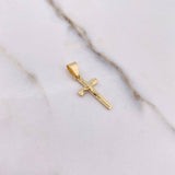 Dije Cruz Cristo 0.85gr / 2.4cm / Bordes Punteados Oro Amarillo $