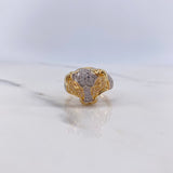 Anillo Toro 9.45gr / T10 1/4 / Circones Fucsias Blancos Dos Oros Amarillo Blanco $