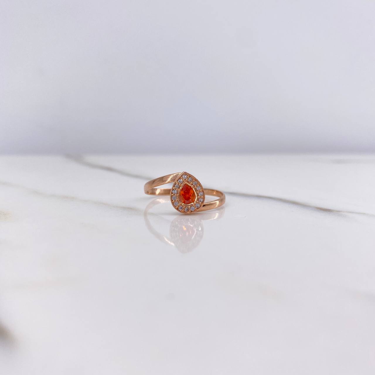 Anillo Gota 1.45gr / T6 1/2 / Lineas Invertidas Circones Naranja Blancos Oro Rosa $