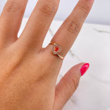 Anillo Gota 1.45gr / T6 1/2 / Lineas Invertidas Circones Naranja Blancos Oro Rosa $