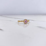 Anillo Solitario Halo 2gr / T6 1/4 / Circular Circones Rosado Blancos Oro Amarillo $