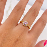 Anillo Solitario Halo 1.9gr / T5 1/2 / Circular Circones Rosado Blancos Oro Amarillo $