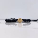 Pulsera Negra Herraje Letra U 0.55gr / 1.5cm / 5mm Troquelado Neoprenos Negros Oro Amarillo $