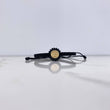 Pulsera Negra Herraje Letra E 0.55gr / 1cm / Tambor Mostacilla Checa Negra Oro Amarillo $