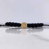 Pulsera Negra Herraje Letra Y 0.55gr / 1cm / 5mm Tambor Neoprenos Negros Oro Amarillo $