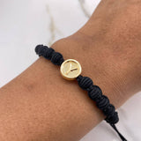 Pulsera Negra Herraje Letra Y 0.55gr / 1cm / 5mm Tambor Neoprenos Negros Oro Amarillo $