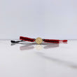 Pulsera Roja Negro Herraje Letra N 0.55gr / 1.5cm / Troquelado Oro Amarillo $