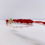 Pulsera Roja Herraje Letra N 0.55gr / 1.5cm / Troquelado Oro Amarillo $