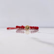 Pulsera Roja Herraje Letra F 0.55gr / 1.5cm / 5mm Troquelado Bolas Neoprenos Rojo Oro Amarillo $