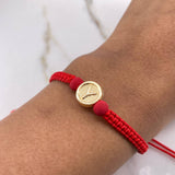 Pulsera Roja Herraje Letra Y 0.55gr / 1cm / 5mm Tambor Bolas Neoprenos Rojo Oro Amarillo $