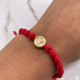 Pulsera Roja Herraje Letra Y 0.55gr / 1cm / 5mm Tambor Bolas Neoprenos Rojo Oro Amarillo $