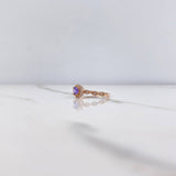 Anillo Solitario Halo 1.8gr / T6 1/2 / Circular Circones Morado Blancos Oro Rosa $