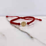 Pulsera Roja Herraje Letra Y 0.55gr / 1.5cm / 5mm Troquelado Bolas Neoprenos Rojas Oro Amarillo $