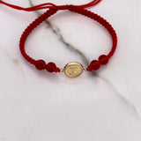 Pulsera Roja Herraje Letra I 0.55gr / 1.5cm / 5mm Troquelado Bolas Neoprenos Rojas Oro Amarillo $