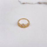 Anillo Corona Corazon 2.5gr / T7 / Circones Blancos Oro Amarillo $