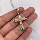 Dije Cruz Cristo 5.15gr / 4cm / Circones Verdes Blancos Oro Rosa $