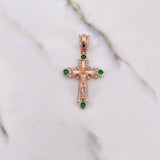 Dije Cruz Cristo 5.15gr / 4cm / Circones Verdes Blancos Oro Rosa $