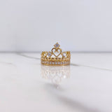 Anillo Corona Corazones 3.75gr / T6 3/4 / Cirones Blancos Oro Amarillo $