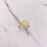 Anillo Corona Corazon 15s 2.85gr / T8 / Circones Blancos Oro Amarillo $