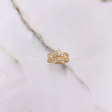 Anillo Corona Corazones 2.25gr / T6 1/4 / Circones Blancos Oro Amarillo $