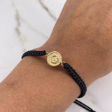 Pulsera Negra Herraje Letra G 0.55gr / 1.5cm / Troquelado Oro Amarillo $