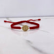 Pulsera Roja Herraje Letra D 0.55gr / 1.5cm / Troquelado Oro Amarillo $