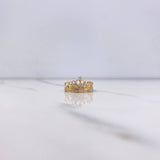 Anillo Corona Corazones 2.6gr / T7 / Circones Blancos Oro Amarillo $