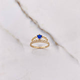 Anillo Tiara 1.85gr / T6 1/2 / Circones Azul Blancos Oro Amarillo $