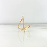 Anillo Raya Diagonal 1.4gr / T6 3/4 / Circones Blancos Oro Amarillo $