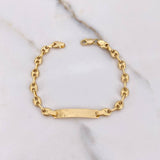 Pulso Bebé GC 2.75gr / 13cm / 4mm Placa Rectangular Lisa Oro Amarillo $