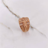 Anillo Cruz Cristo 13.25gr / T10 3/4 / Circones Blancos Oro Rosa $