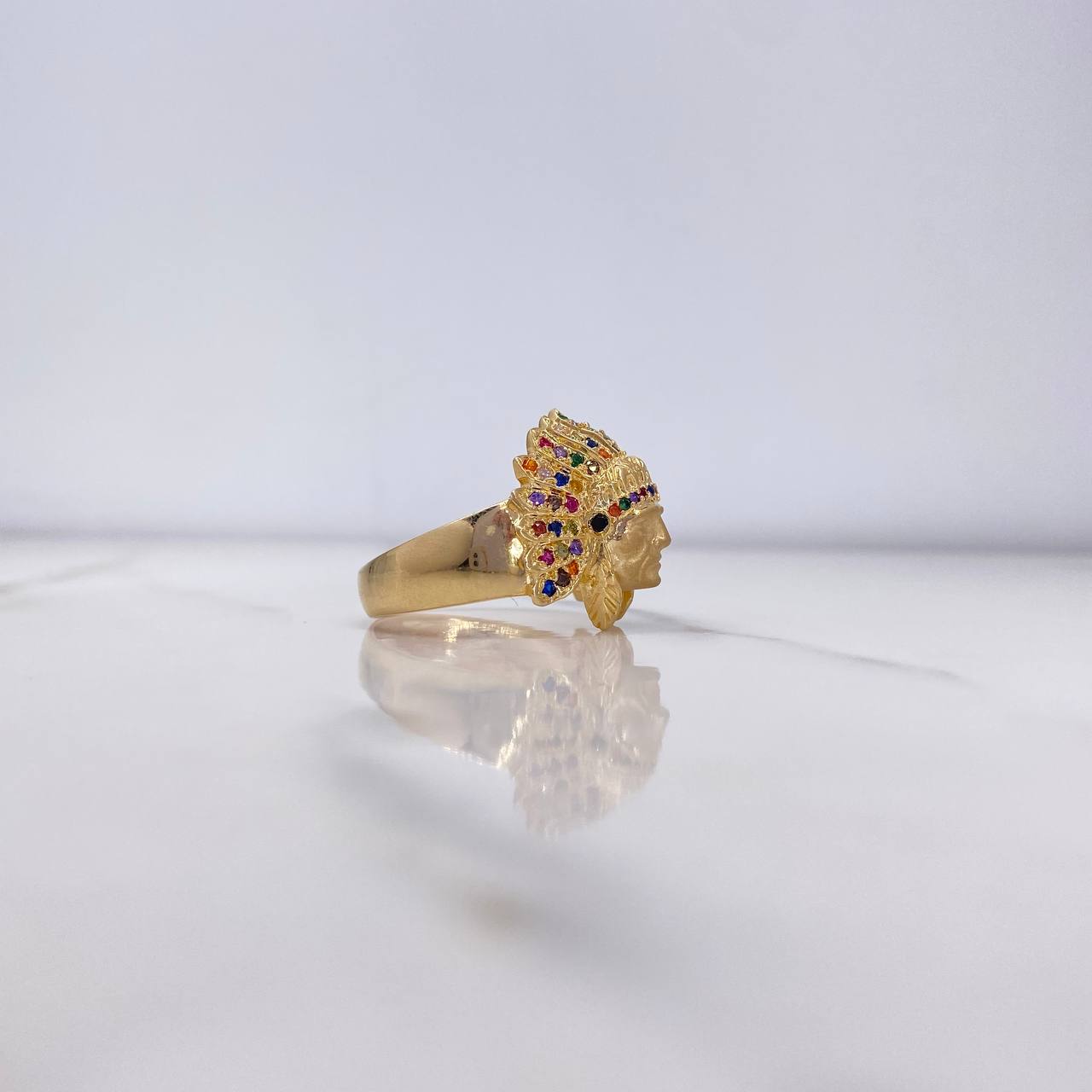 Anillo Indio 8.7gr / T9 / Circones Colores Oro Amarillo $