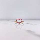 Anillo Silueta Corazon 1.3gr / T6 3/4 / Circones Fucsias Blancos Oro Amarillo $