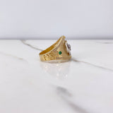 Anillo Herradura Caballo 11.35gr / T11 / Circones Verdes Blancos Dos Oros Amarillo Blanco $