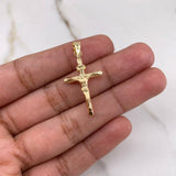 Dije Cruz Cristo 1.1gr / 3.4cm / Puntas Planas Oro Amarillo $