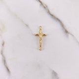 Herraje Cruz Cristo 0.75gr / 2.6cm / Puntas Planas Oro Amarillo $