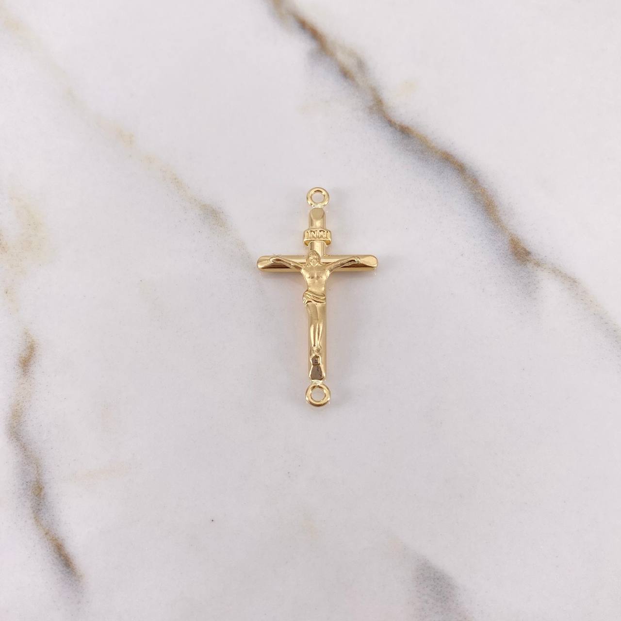 Herraje Cruz Cristo 1gr / 3.1cm / Puntas Planas Oro Amarillo $