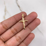 Dije Cruz Cristo 0.75gr / 2.7cm / Puntas Planas Oro Amarillo $