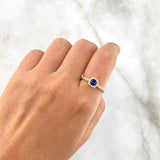 Anillo Solitario Halo 2.2gr / T6 1/4 / Circones Azules Blancos Oro Amarillo &