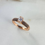 Anillo Solitario Oso Ts 1.8gr / T7 / Circones Negros Blanco Oro Rosa &