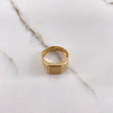 Anillo Cuadrado Cinturon 5.35gr / T10 1/2 / Circones Blancos Oro Amarillo &