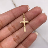 Dije Cruz Cristo 0.8gr / 2.4cm / Bordes Punteados Oro Amarillo &