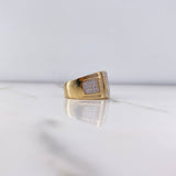 Anillo Cinturon Rectangular Corona RX 6.35gr / T10 / Circones Blancos Dos Oros Amarillo Blanco &