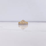 Anillo Corona Corazon 2.7gr / T6 1/4 / Circones Blancos Dos Oros Amarillo Blanco &