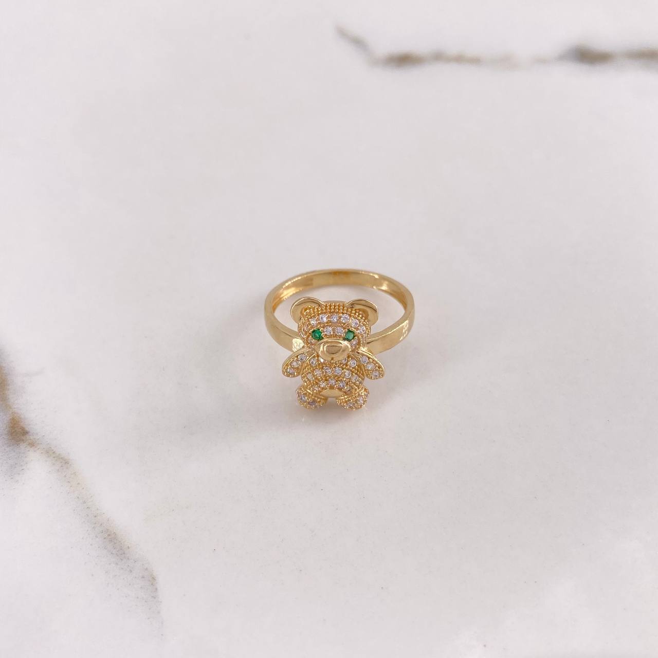 Anillo Oso 3.75gr / T6 / Circones Verdes Blancos Oro Amarillo &