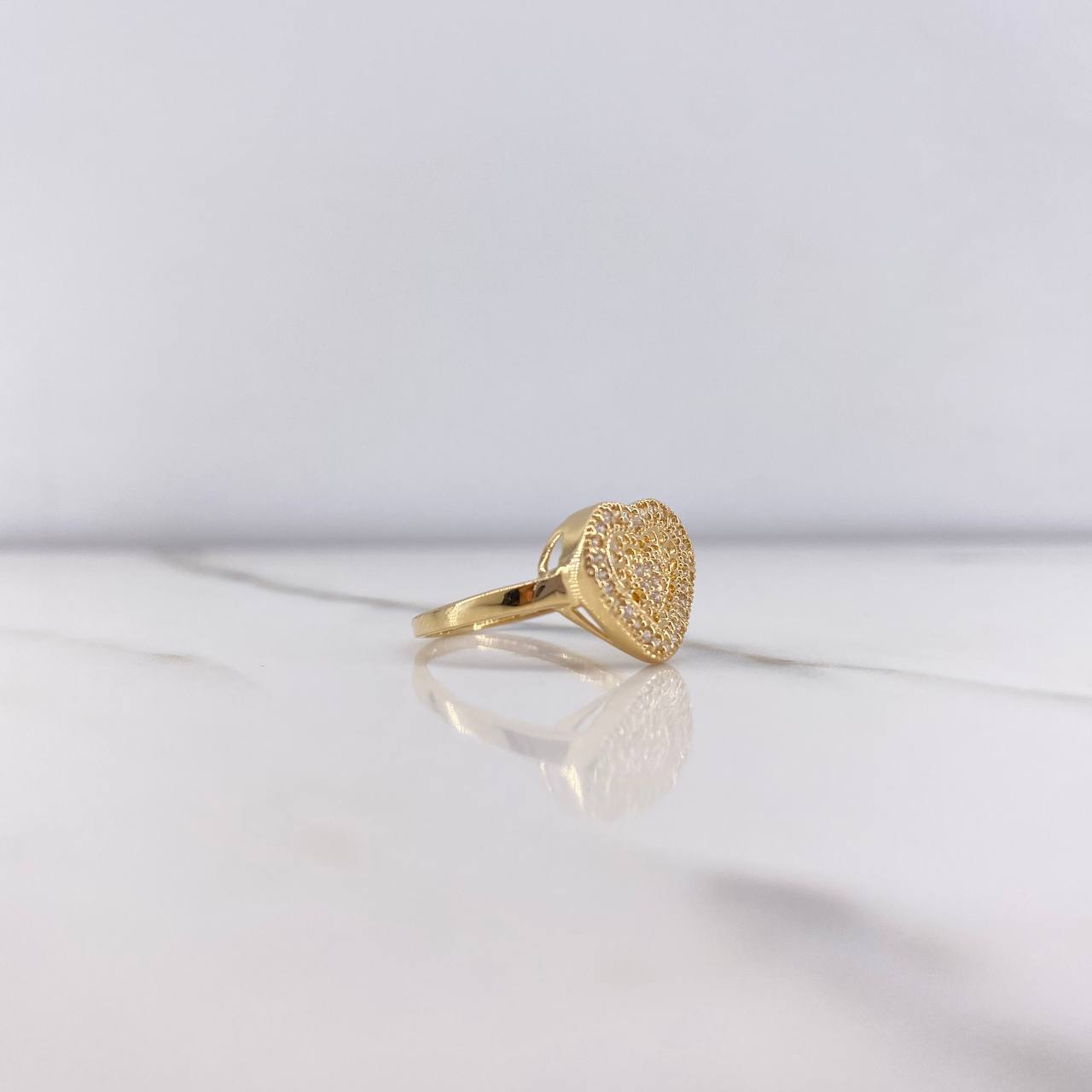 Anillo Corazon 2.5gr / T6 3/4 / Circones Blancos Oro Amarillo &